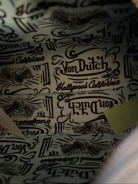 Von Dutch light blue Mini Satchel with Black Eyewing Graphic - Picture 12 of 13